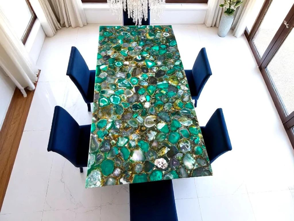 Green Agate Dining Table | Handmade Luxury Custom Countertops